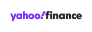 The image shows the Yahoo Finance logo with "yahoo!" in bold purple letters and "finance" in black lowercase letters.